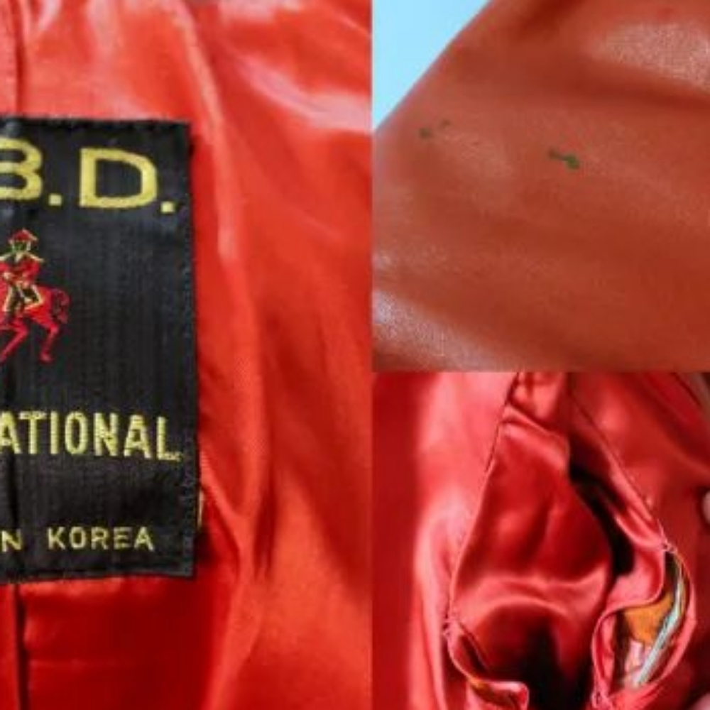Vintage Leather Trench Coat Open Tie Close Burnt Orange by P.B.D. International - Picture 12 of 14